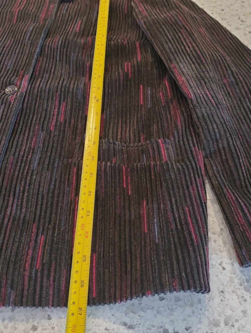 Vintage 60s Large Cord Suit Jacket Brian Tucker Dublin Black Coat Pink Stripes - Picture 14 of 16